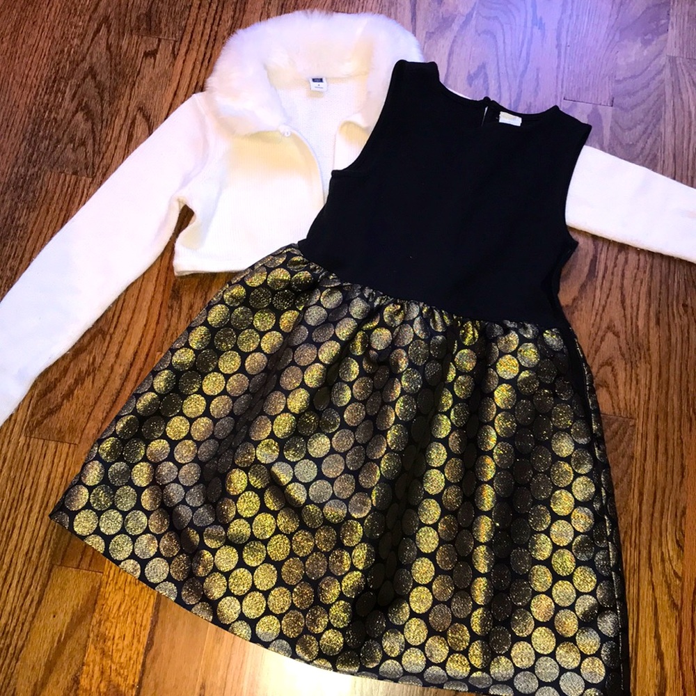 Party Dress Crewcuts Janie and Jack Fur Sweater- Christmas Holiday